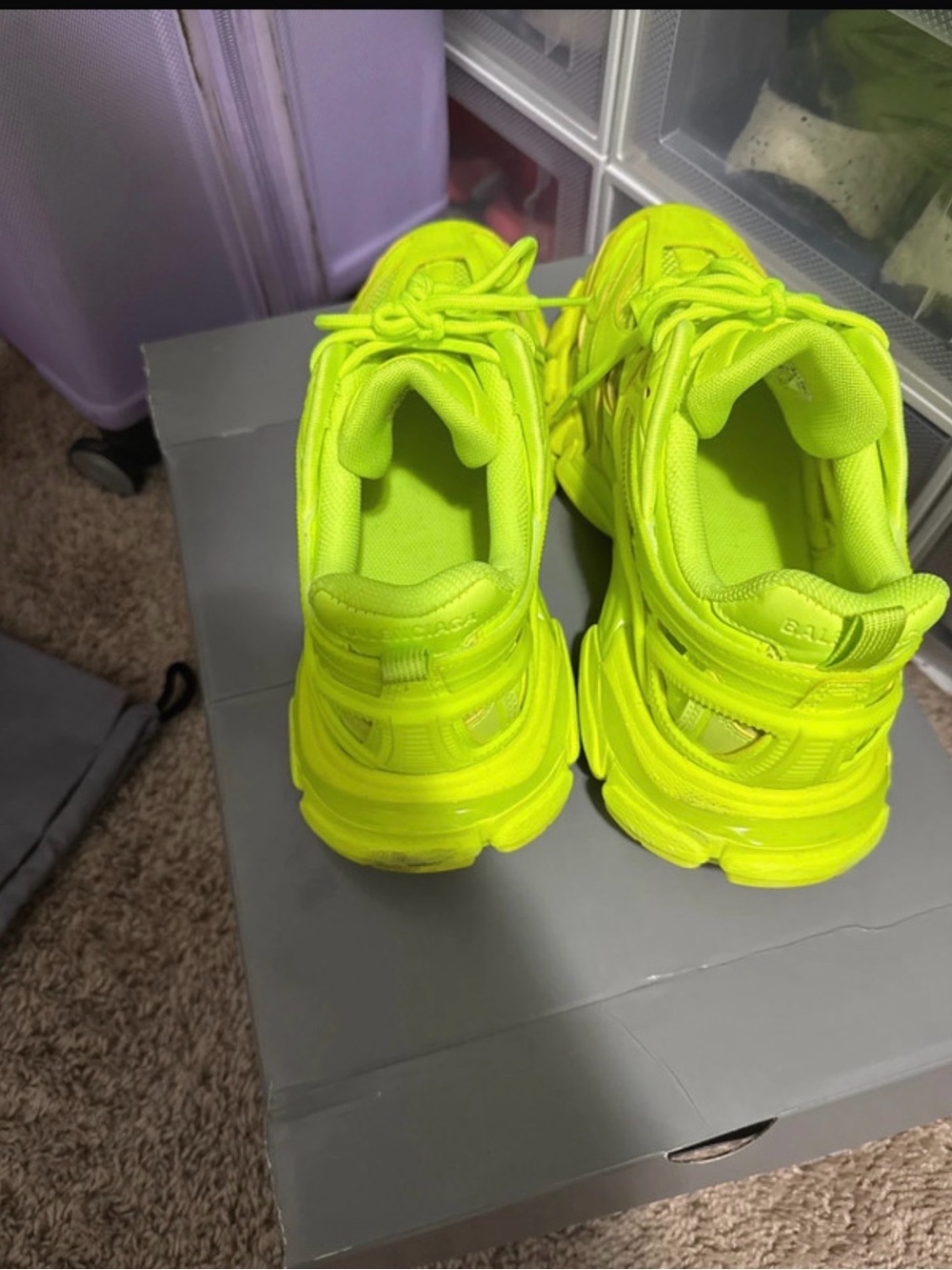 Balenciaga Kids Neon Green Triple S Style Sneakers
